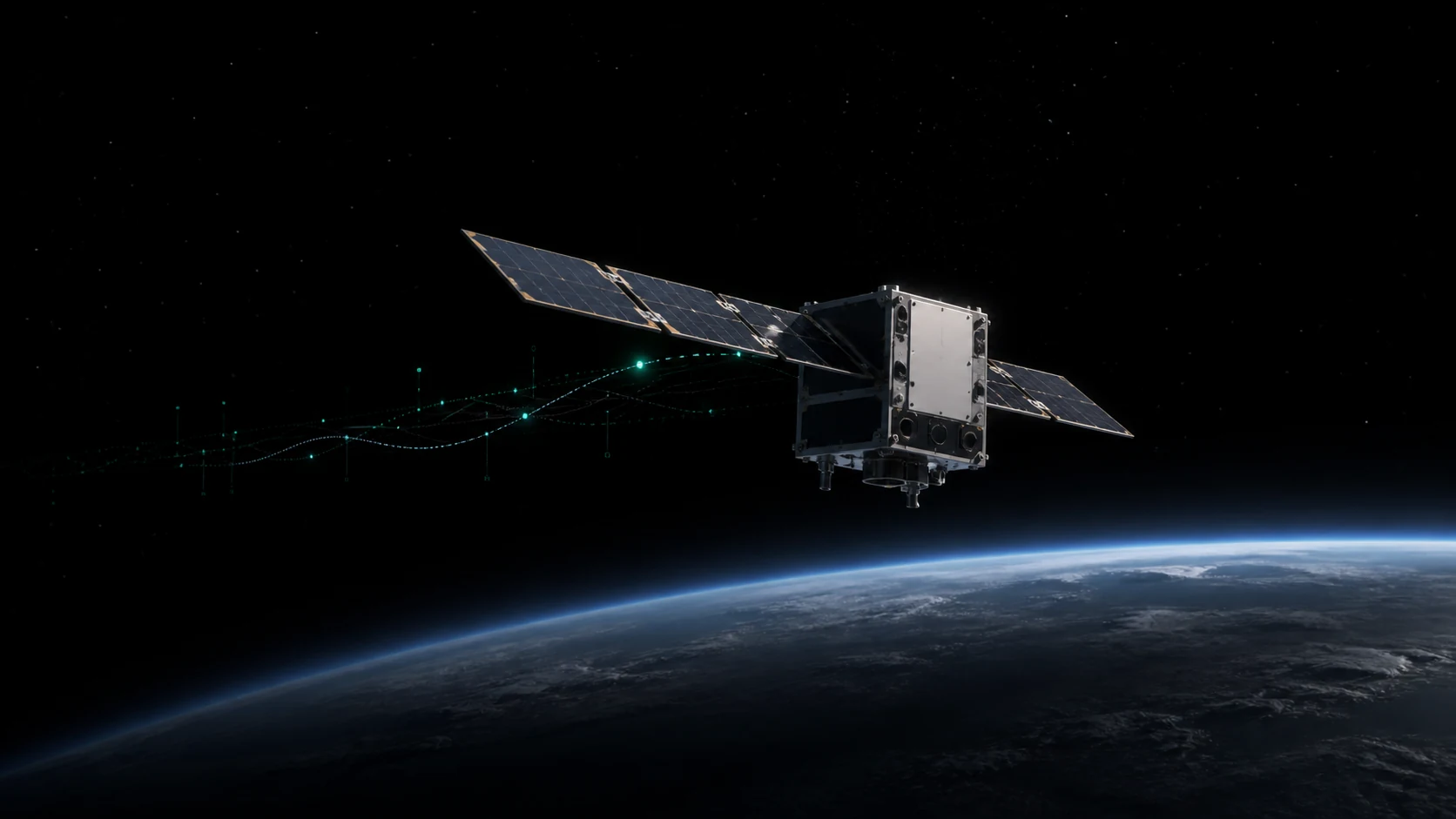 A generic small satellite operating above Earth with a traceable telemetry trail